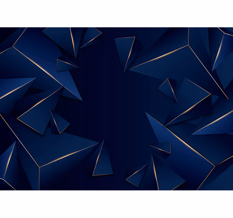 Black blind with blue and gold geometric pattern - TenStickers