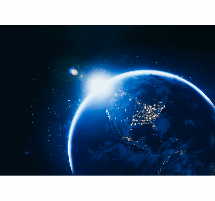 Black blind earth from space with solar flare - TenStickers