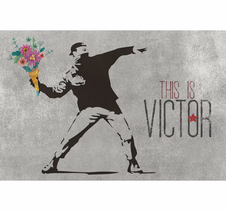 Grey blind personalized banksy flower bouquet - TenStickers