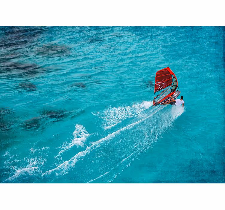 Blue blind windsurfer on the water - TenStickers