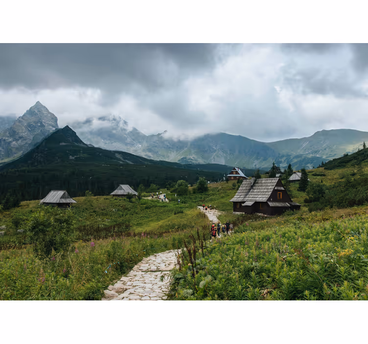 Green blind wooden houses in tatra mountains - TenStickers