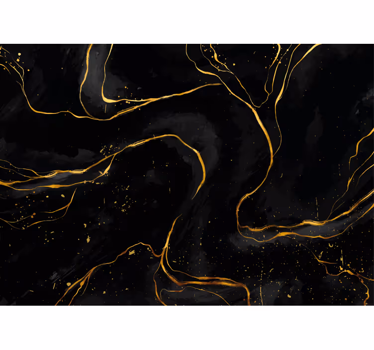 Living room blind in black and gold marble - TenStickers