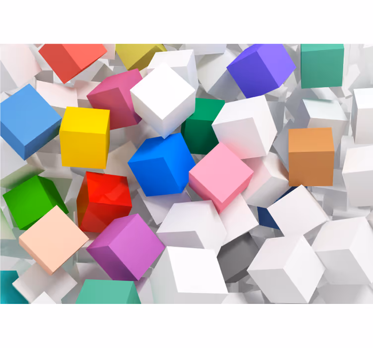 Living room blind 3d colorful cube wall mural - TenStickers