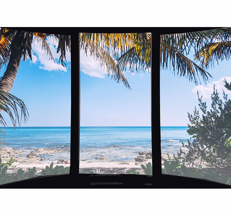 Living room blind with 3d sea view design - TenStickers