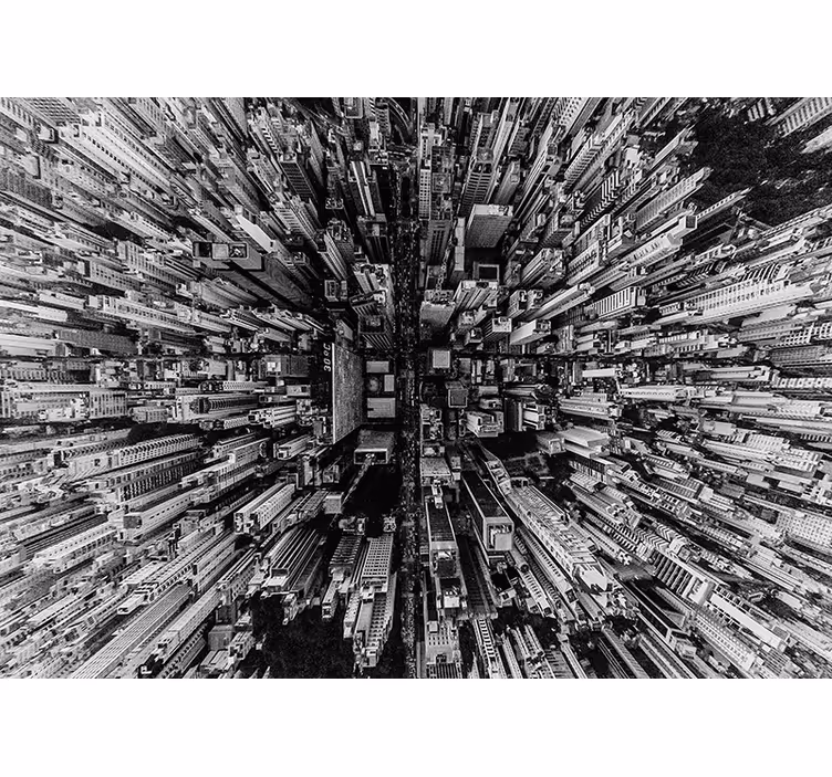 Living room blind cityscape view - TenStickers