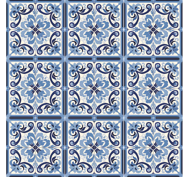 Blue blind with blue and white floral pattern - TenStickers