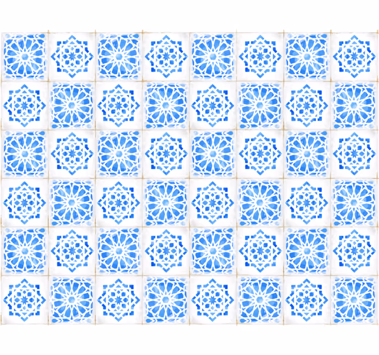 Blue blind with intricate blue patterns - TenStickers