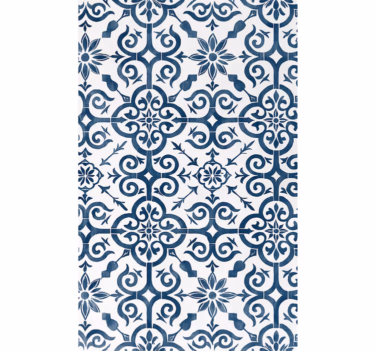 Blue blind in moroccan blue tile design - TenStickers