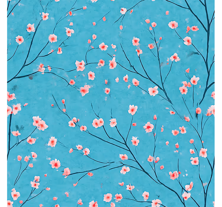 Blue blind with teal cherry blossoms design - TenStickers