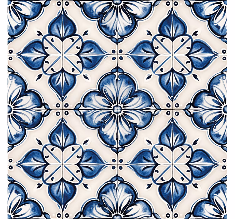 Blue blind with blue floral pattern - TenStickers