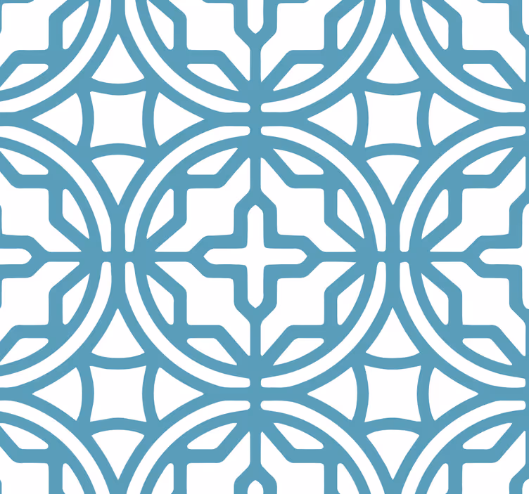 Blue blind with geometric turquoise design - TenStickers