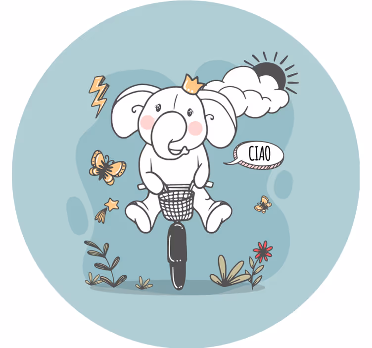 Blue blind hello elephant - TenStickers