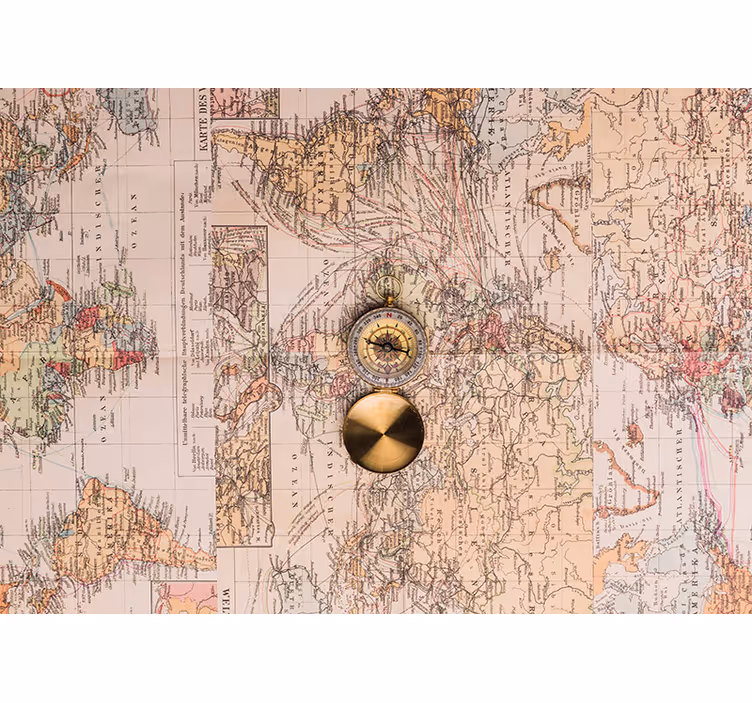 Living room blind vintage world map mural - TenStickers