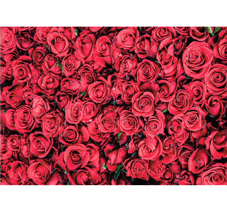 Living room blind with red flowers and texture - TenStickers