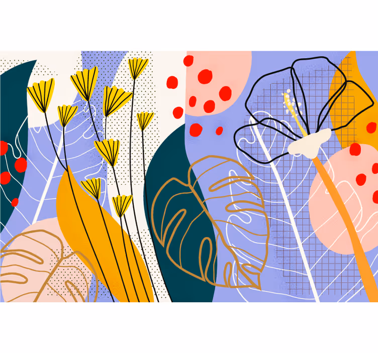 Living room blind colorful flower abstract - TenStickers