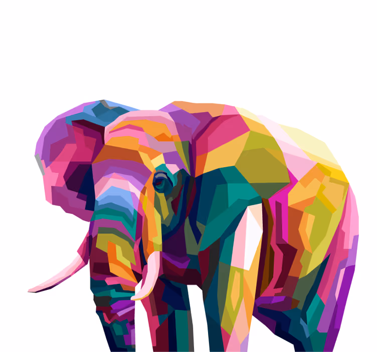 Living room blind multicolor realistic elephant - TenStickers