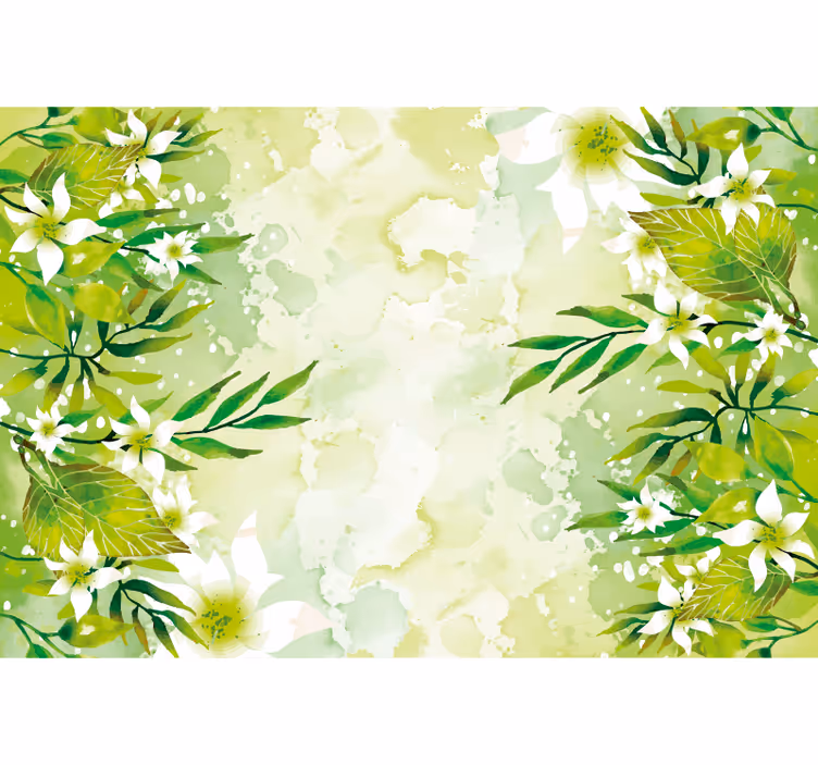 Green blind with green floral patterns - TenStickers