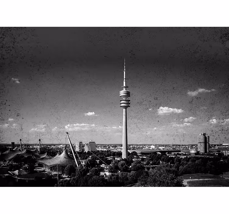 Living room blind munich olympiapark skyline - TenStickers