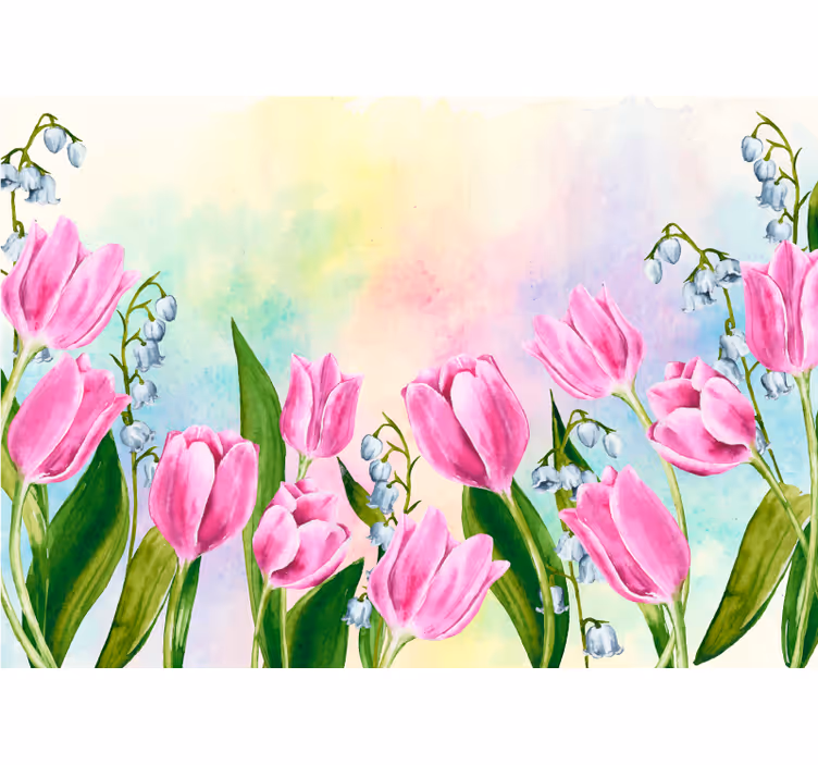 Living room blind with clusters of tulips - TenStickers