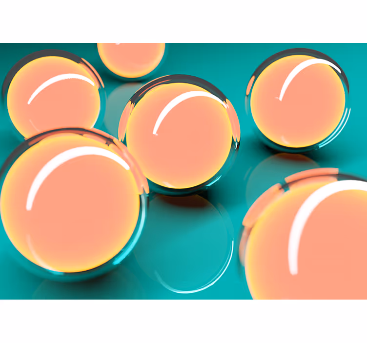 Living room blind 3d floating bowls with views - TenStickers
