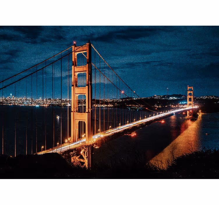 Living room blind golden gate evening - TenStickers