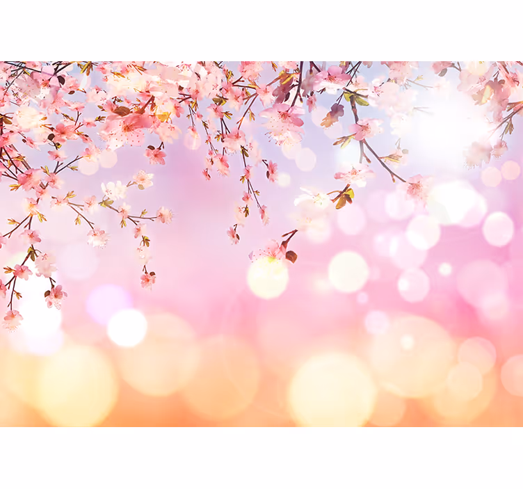 Living room blind cherry blossom 3d - TenStickers