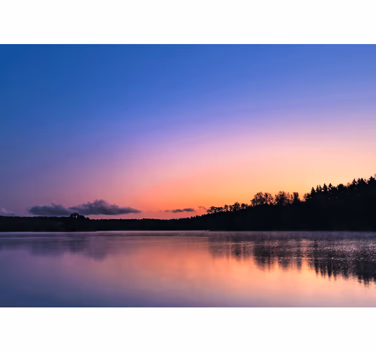 Living room blind sunset over mazury lake - TenStickers