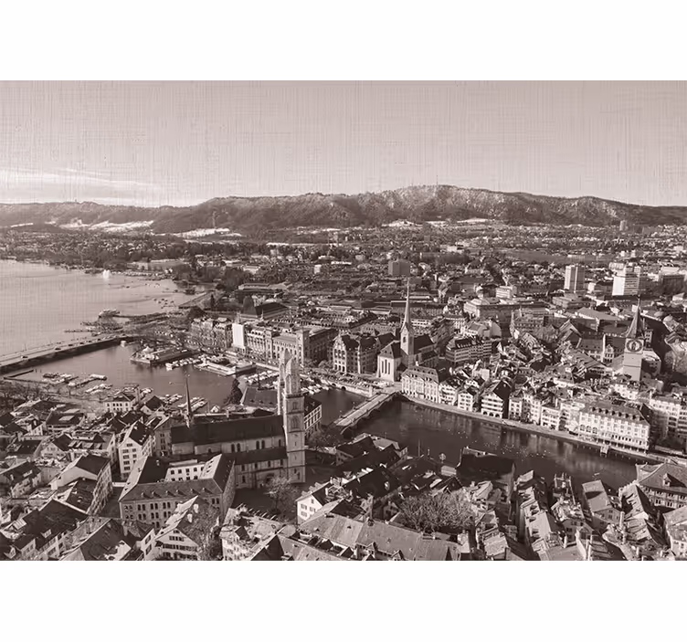Living room blind zürich with mountains view - TenStickers