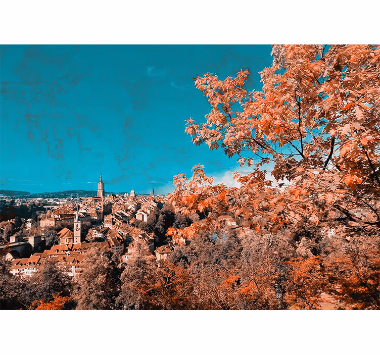 Living room blind with orange autumn leaves design - TenStickers