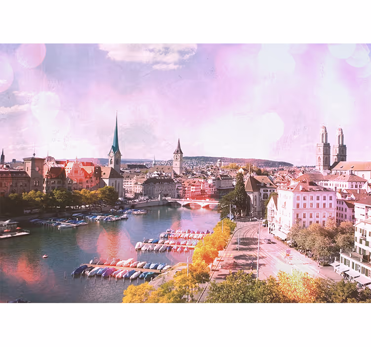 Living room blind with zürich lake view - TenStickers