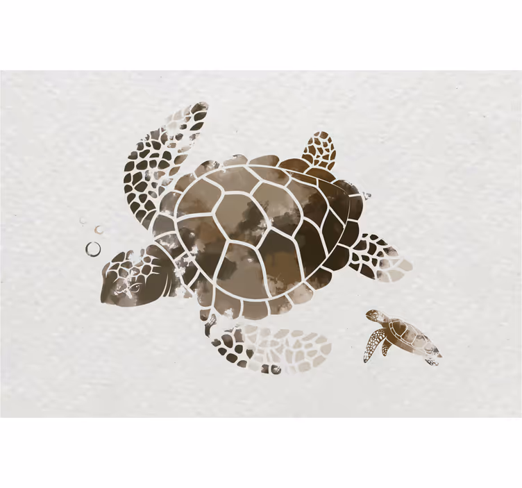 Living room blind with brown watercolor turtle design - TenStickers