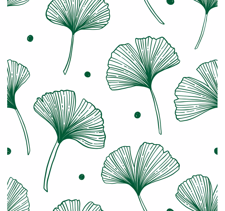 Living room blind with big ginkgo green leaves - TenStickers