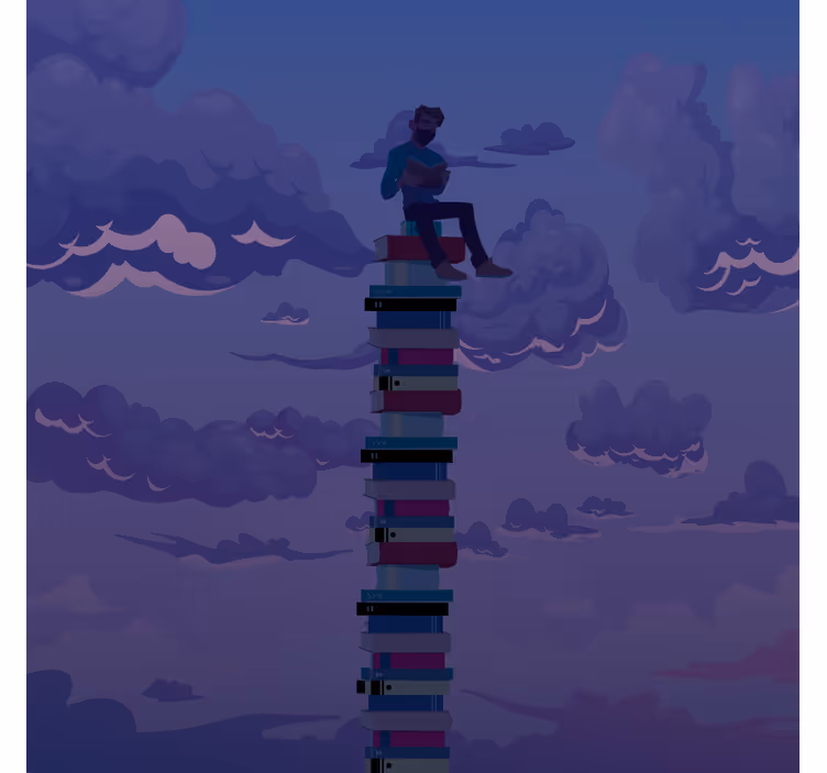 Living room blind with book tower illustration - TenStickers