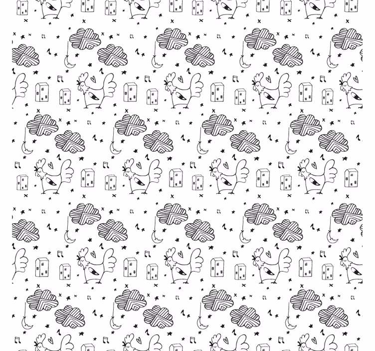 Living room blind black and white chickens nordic style - TenStickers