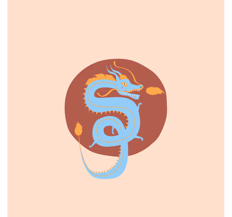 Living room blind in light blue dragon design - TenStickers