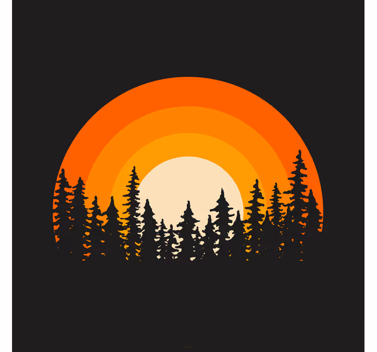 Living room blind dark forest sunrise - TenStickers