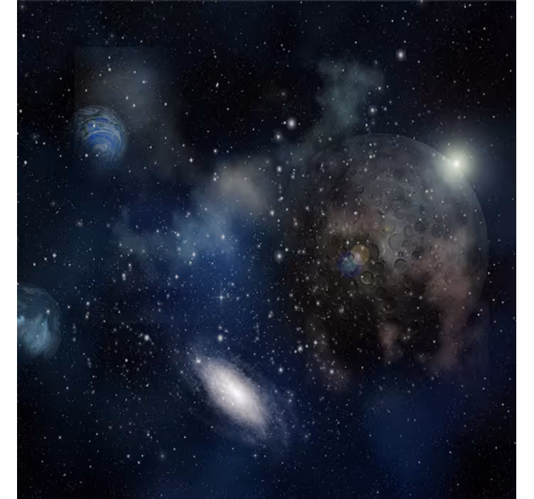 Living room blind with stunning cosmic scenery - TenStickers