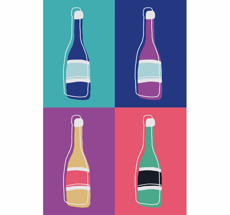 Living room blind featuring pop art champagne bottles - TenStickers