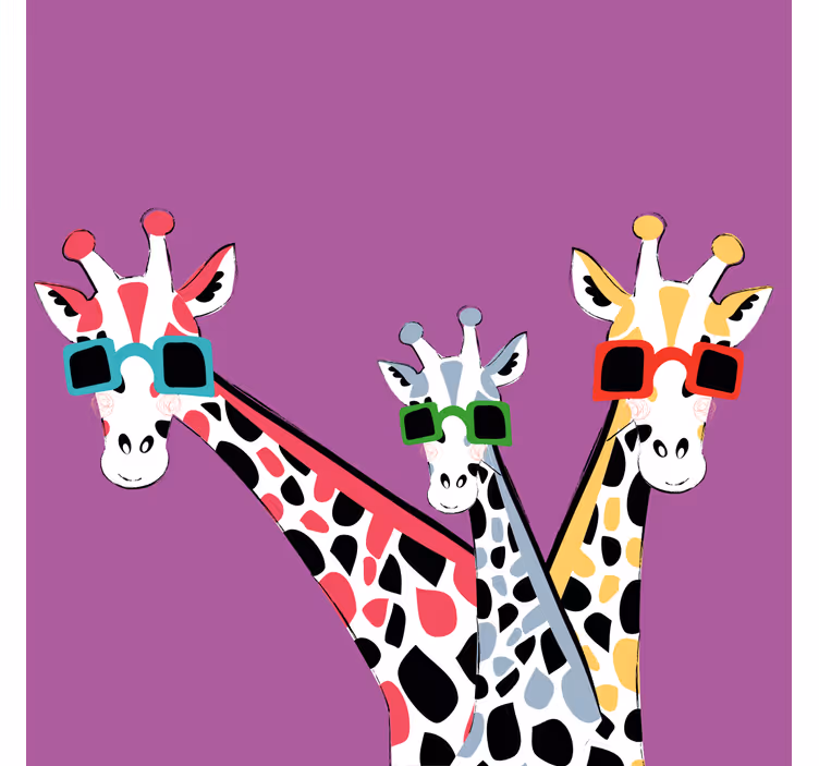 Living room blind funny giraffes with sunglasses - TenStickers