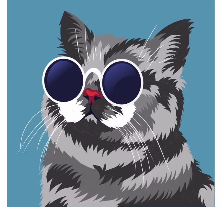 Living room blind with funny painting of gray cat - TenStickers