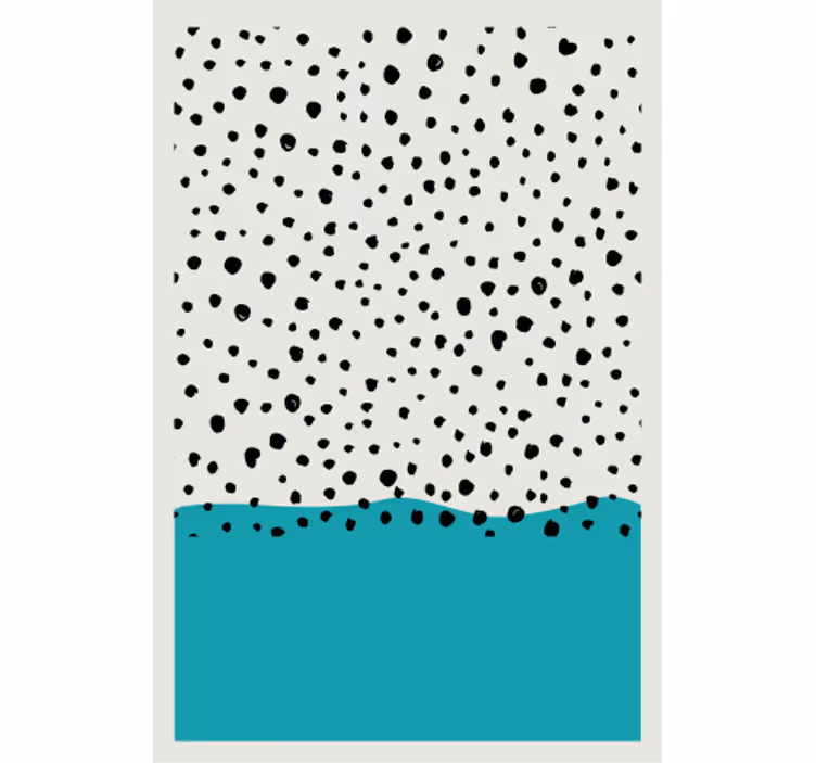 Living room blind abstract blue art with black dots - TenStickers
