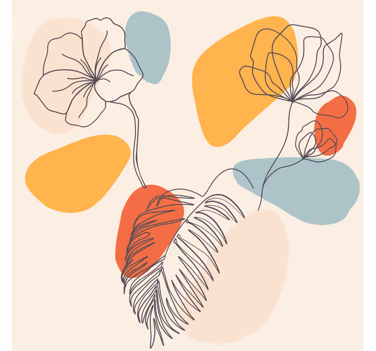 Living room blind with botanical wall art design - TenStickers