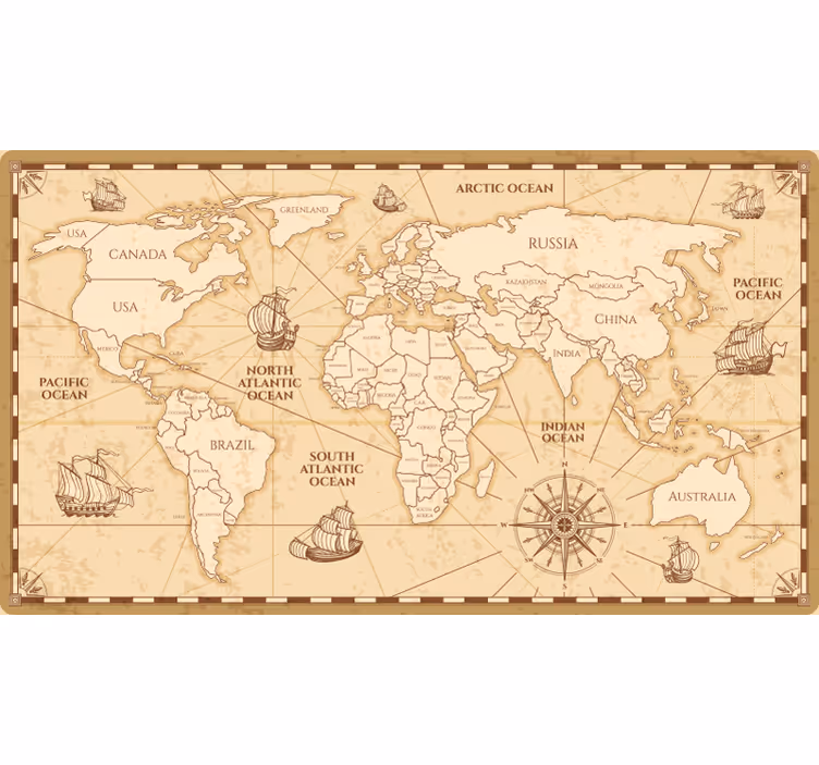 Beige blind with vintage world map design - TenStickers