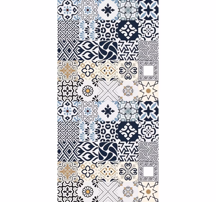 Beige blind with blue tiles design - TenStickers