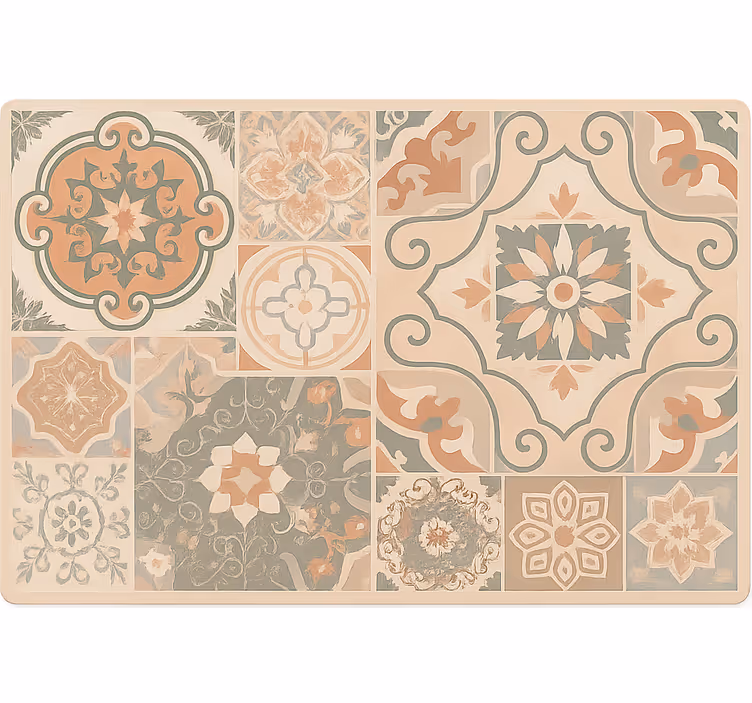 Beige blind cement tiles in various sizes - TenStickers