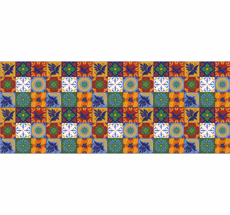Colourful mexican tiles bedroom blind - TenStickers