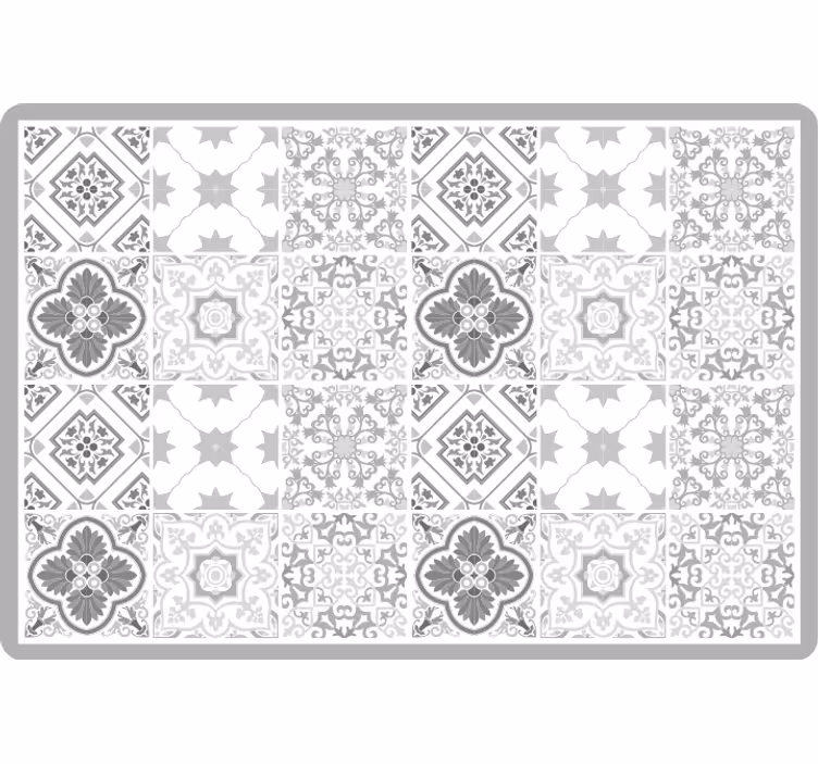 Bedroom blind with moroccan gray tile pattern - TenStickers