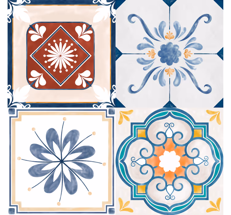 Vintage four tiles bedroom blind - TenStickers
