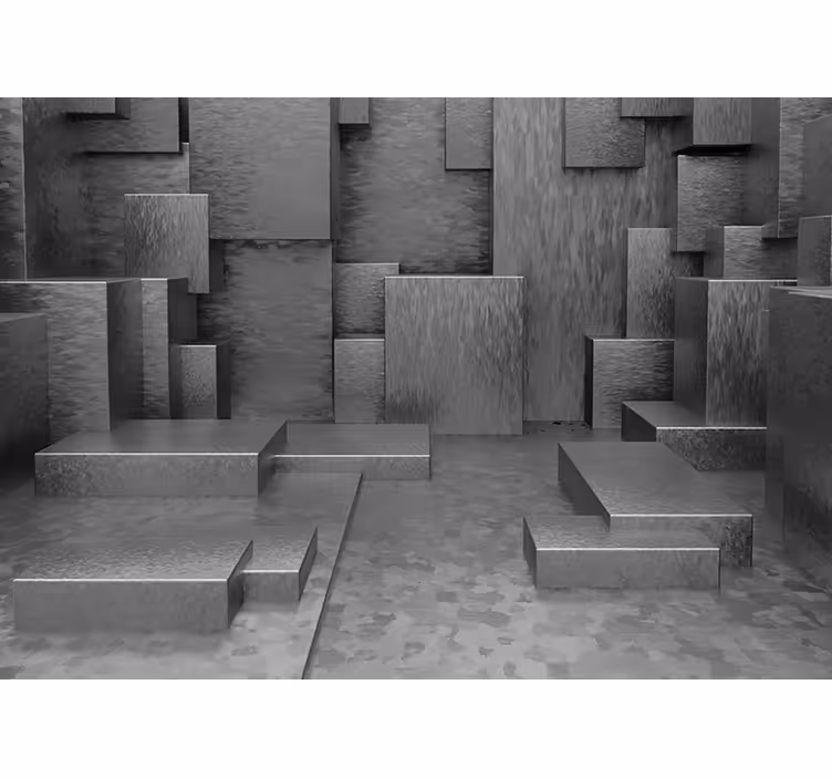Grey blind geometric abstract blocks - TenStickers