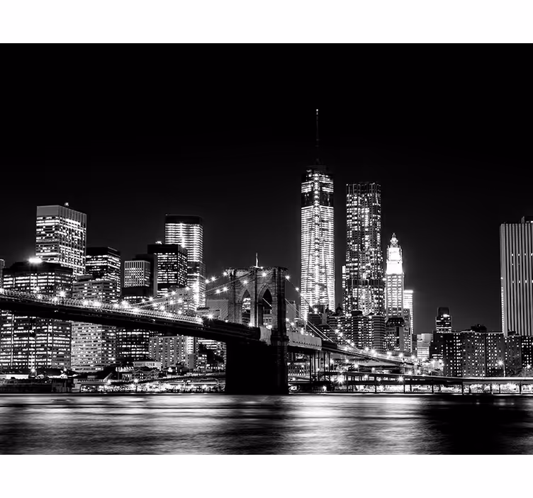 Grey blind east river new york mural - TenStickers